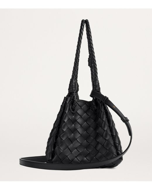 Bottega Veneta Black Small Leather Parachute Shoulder Bag