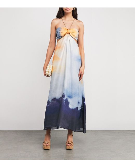 Maje Blue Tie-Dye Maxi Dress