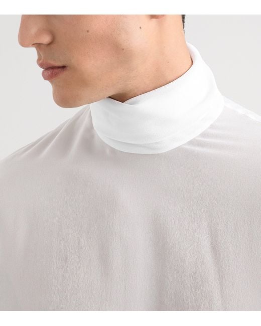 Dolce & Gabbana White Silk Rollneck Shirt for men