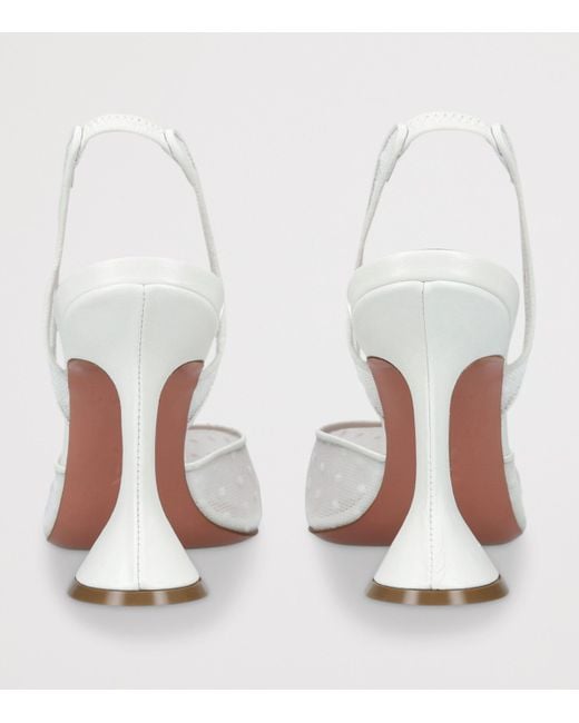 AMINA MUADDI White Mesh Holli Slingback Pumps 95