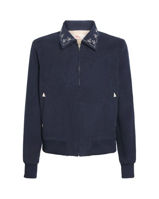 CHERRY LA Blue Cotton Corduroy Charro Jacket for men
