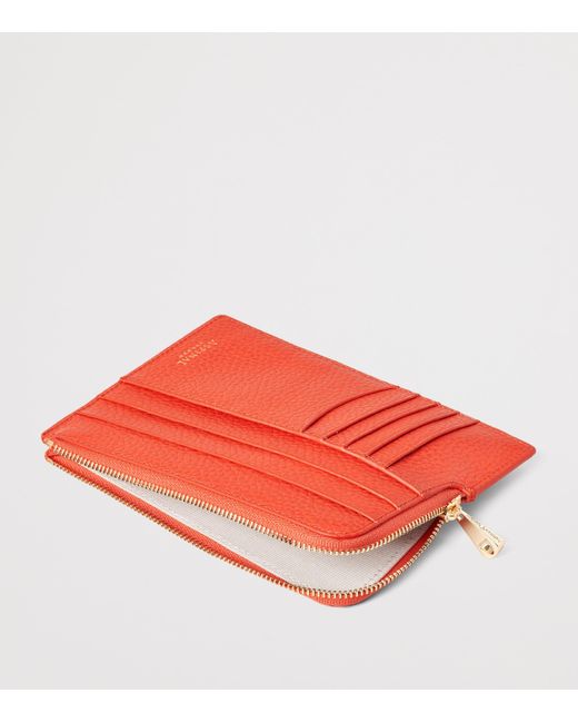 Aspinal Red Leather Zipped Travel Wallet for men