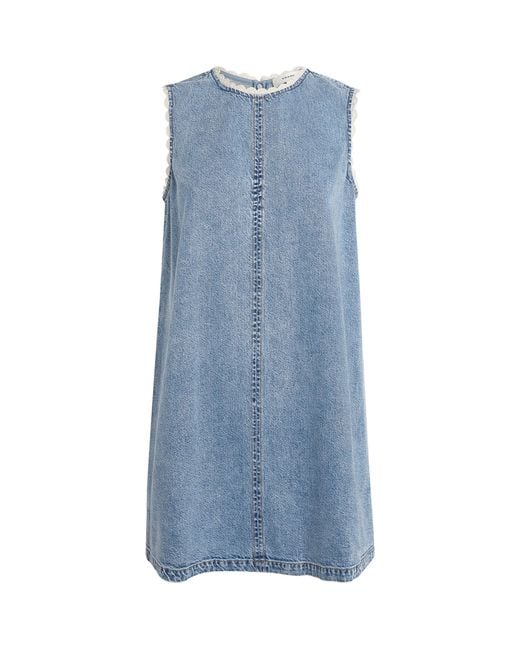 FRAME Blue Denim Crochet Tide Mini Dress