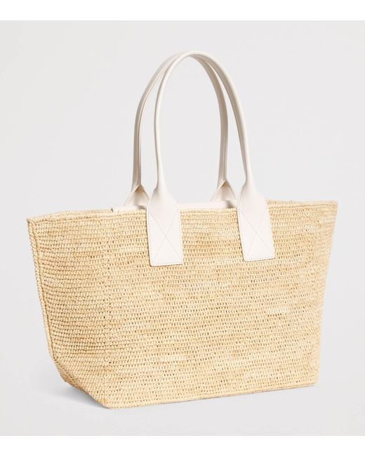 Ganni Natural Medium Raffia-Leather Tote Bag