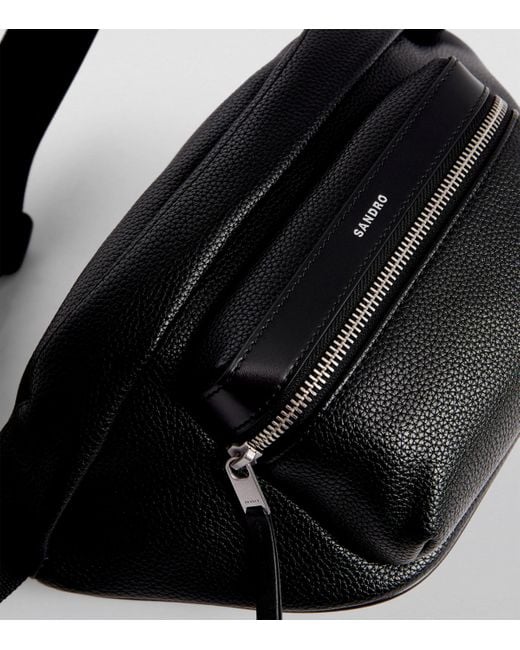 Sandro Black Coated Belt Bag for men