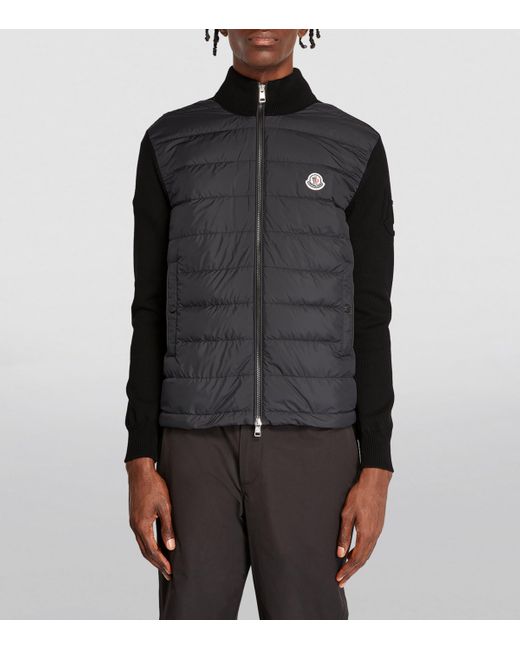 Moncler Black Puffer-Detail Zip-Up Jacket for men