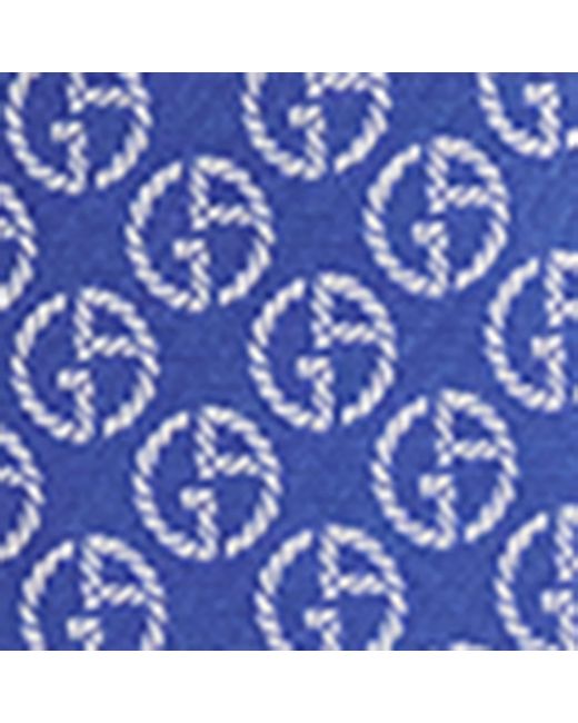 Giorgio Armani Blue Silk Monogram Embroidery Tie for men
