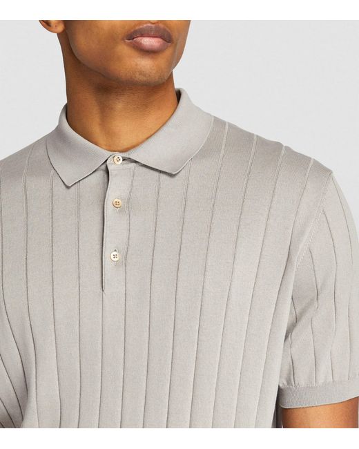 Corneliani Gray Ribbed Polo Shirt for men