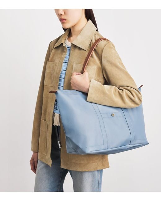 Harrods Blue Medium Nylon Tote Bag
