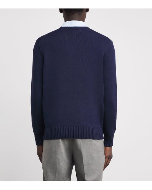 Ralph Lauren Blue Cotton-Blend Polo Bear Sweater for men