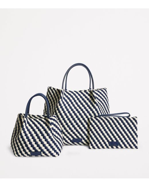 Harrods Blue Neoprene Woven East-West Tote Bag