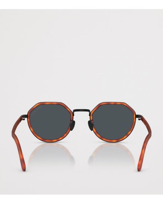 Giorgio Armani Black Metal Round Sunglasses for men