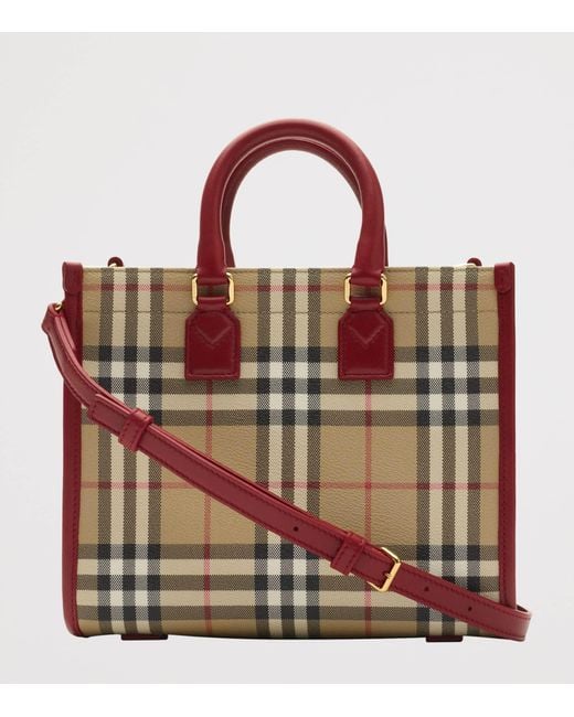Burberry Red Mini Check Freya Tote Bag