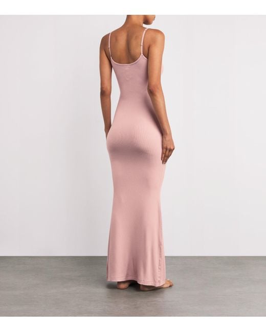 Skims Soft Lounge Long Slip Dress in Pink | Lyst Skims Soft Lounge Long Slip Dress in Pink | Lyst