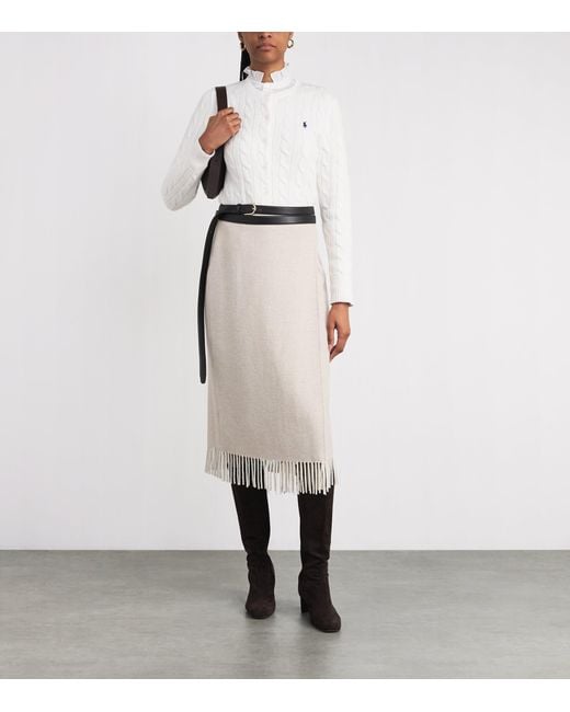 Polo Ralph Lauren White Cotton Cable-Knit Cardigan
