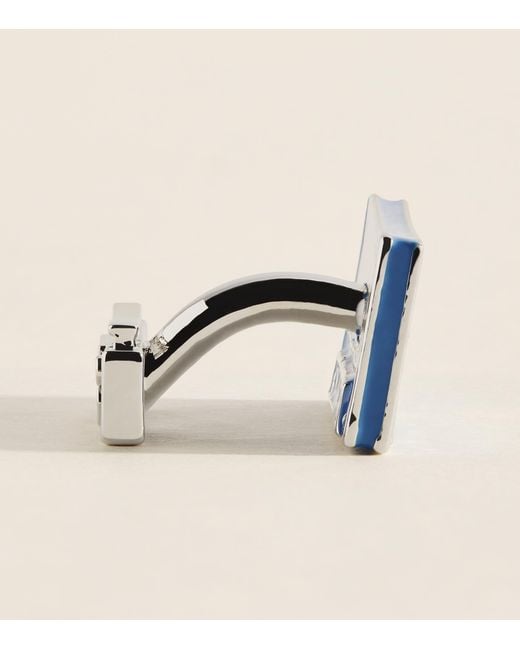 Babette Wasserman Blue Rhodium-Plated Cassette Tape Cufflinks for men