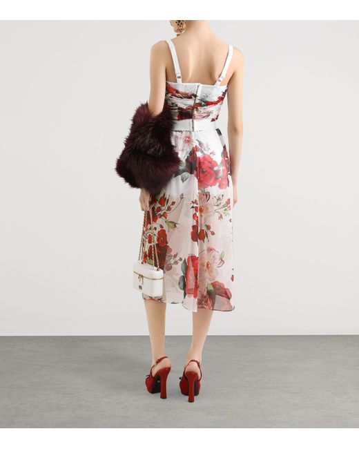 Dolce & Gabbana Red Rose Print Corset Top