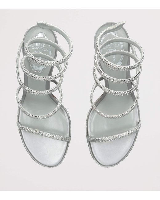 Rene Caovilla White Embellished Cleo Sandals 80