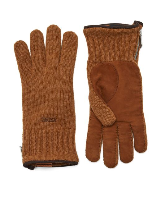 Zegna Brown Oasi Cashmere Gloves for men