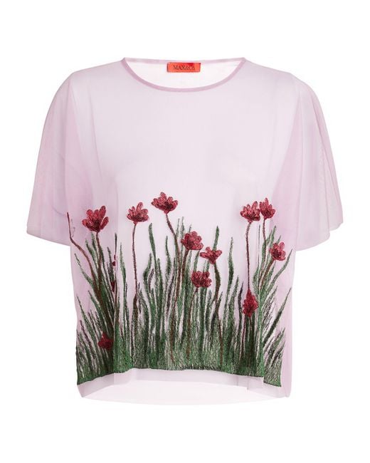 MAX&Co. Pink X Fatma Mostafa Embroidered Sheer T-shirt
