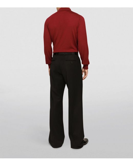 Dolce & Gabbana Red Cashmere Logo Polo Sweater for men