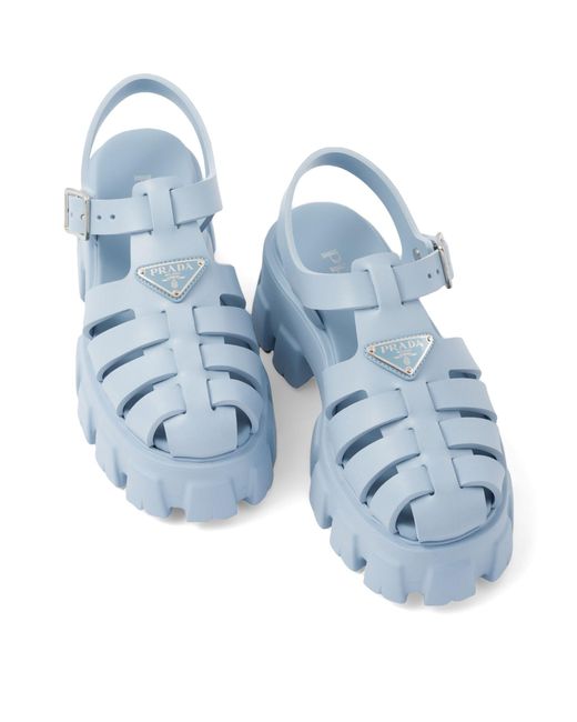Prada Blue Rubber Platform Sandals 55