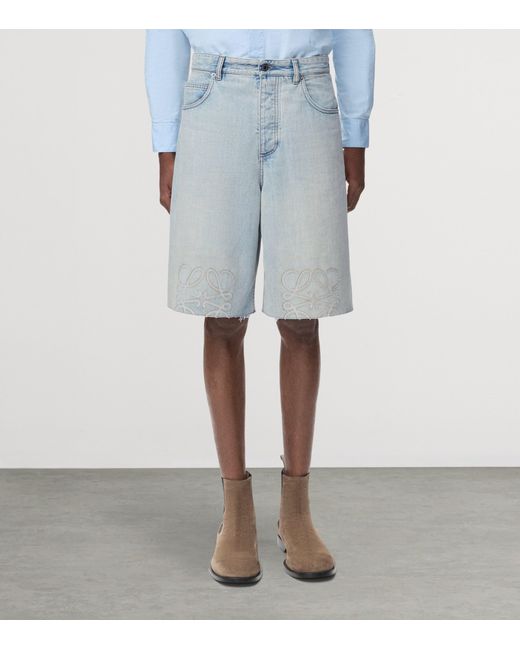 Loewe Blue Denim Anagram Shorts for men