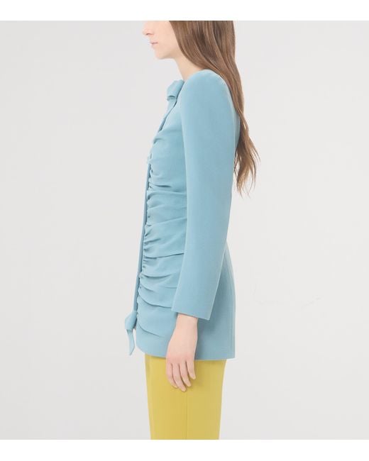 Valentino Blue Virgin Wool Ruched Jacket