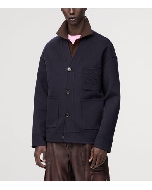 Loewe Blue Wool-Cashmere-Blend Cardigan for men