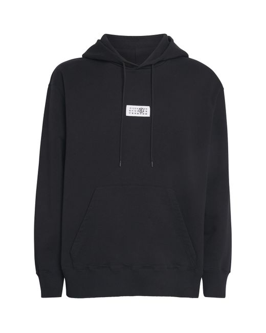 MM6 by Maison Martin Margiela Black Cotton Numeric Tab Hoodie for men