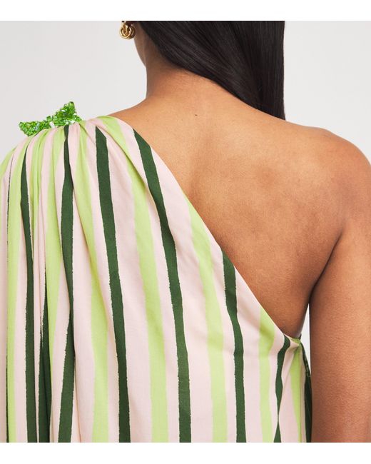 VERANDAH Women's Green One-Shoulder Toga Maxi Dress