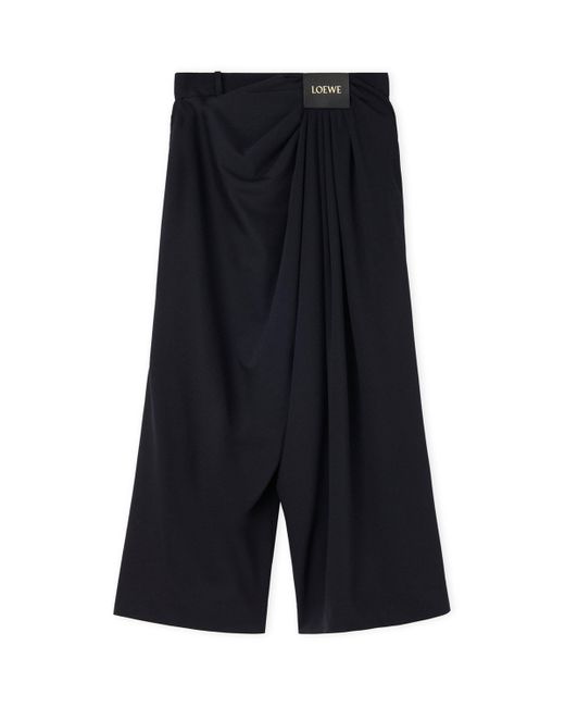 Loewe Black Wool Draped Cropped Trousers