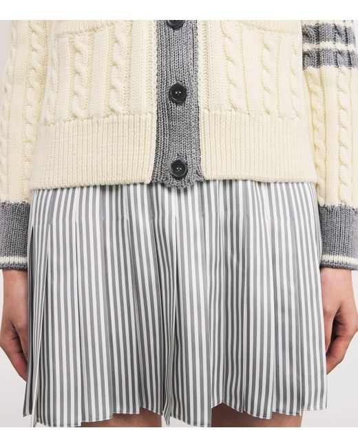 Thom Browne White Wool 4-Bar Cardigan