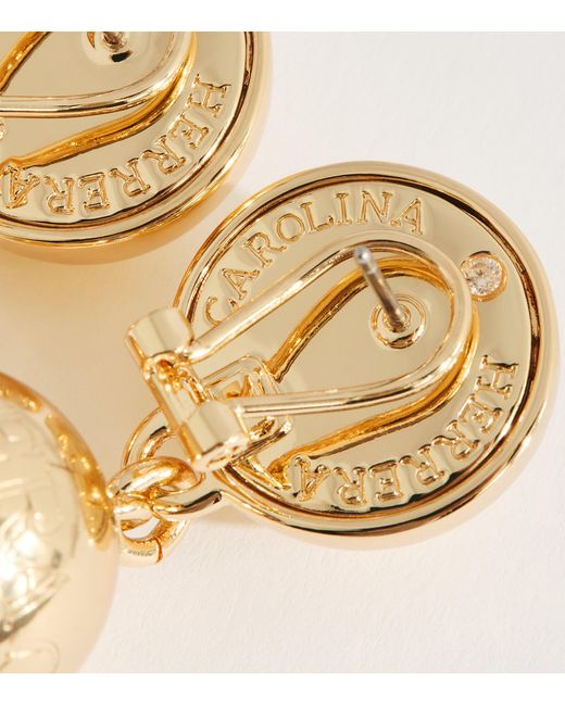 Carolina Herrera Metallic Logo Sphere Drop Earrings