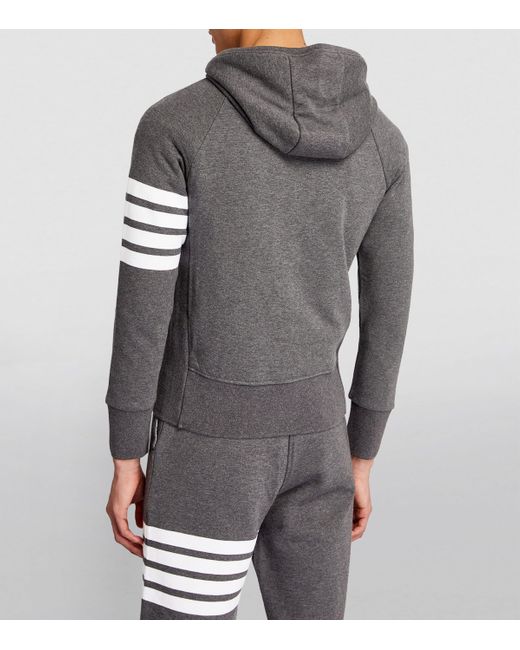 Thom Browne Gray Four-Stripe Zip-Up Hoodie for men