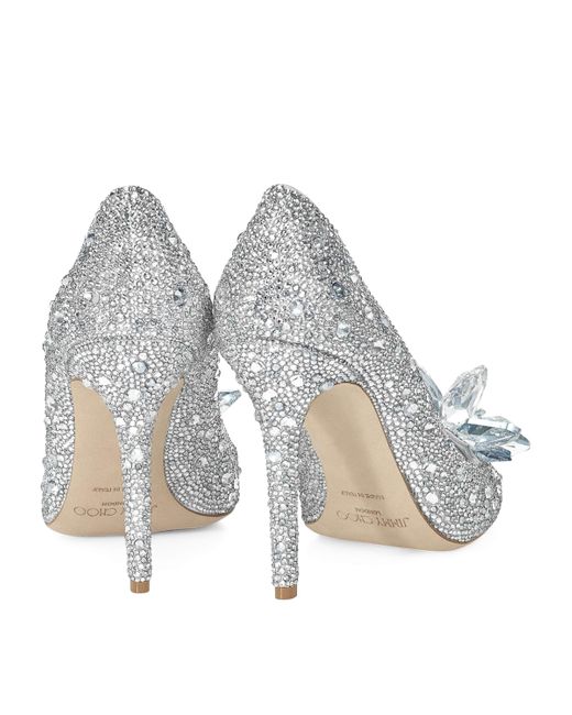 Jimmy Choo White Alia 85 Embellished Pumps