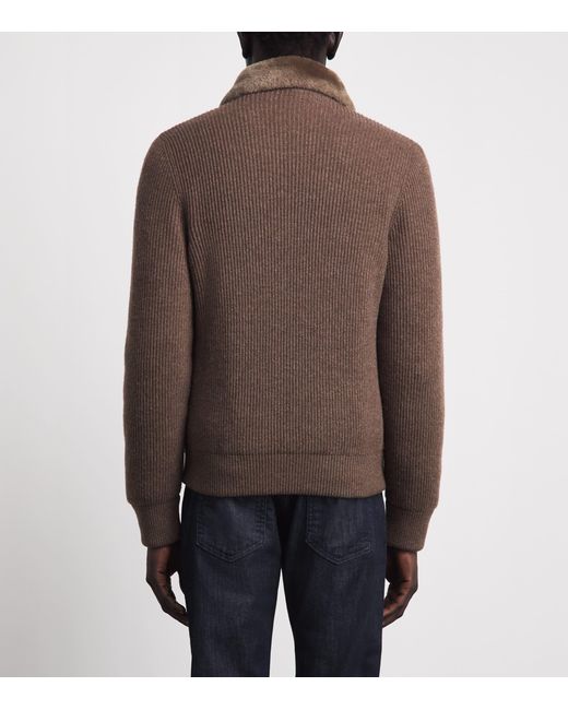 Moorer Brown Wool-Cashmere Hybrid Jacket for men