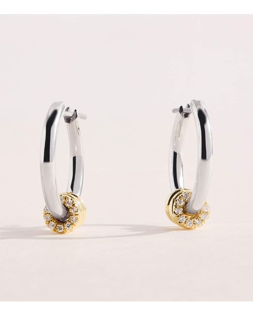 Spinelli Kilcollin Natural Sterling, And Diamond Ara Deux Hoop Earrings