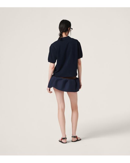Miu Miu Blue Piquet Cotton Polo Shirt