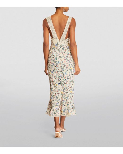 Rabanne White Lace-trim Floral Maxi Dress
