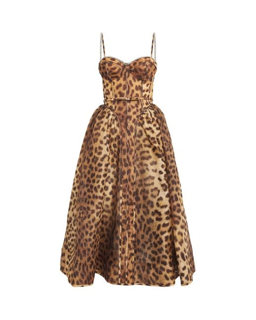 Zimmermann Brown Leopard Print Panelled Midi Dress