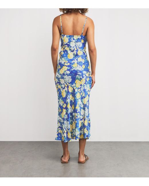 Claudie Pierlot Blue Satin Floral Maxi Dress
