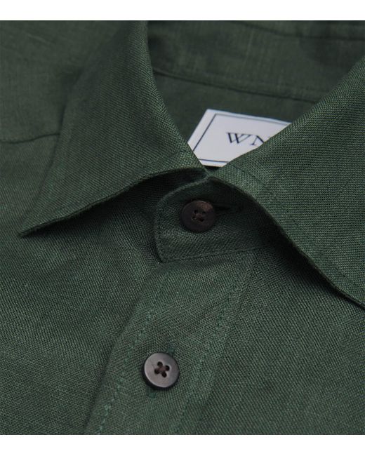 With Nothing Underneath Green Linen The Boyfriend Shirt