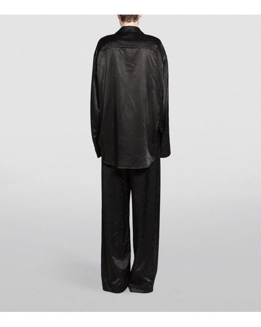 Balenciaga Black Rhinestone-Embellished Satin Shirt