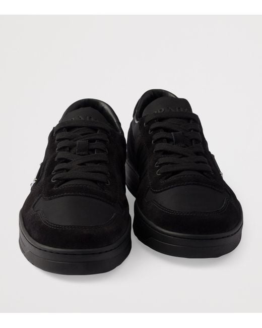 Prada Black Suede And Re-Nylon Downtown Sneakers for men