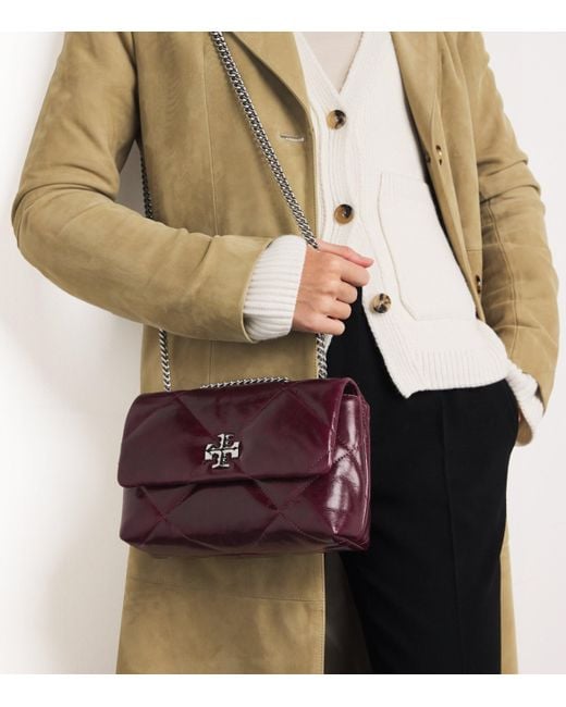 Tory Burch Purple Small Leather Quilted Kira Shoulder Bag