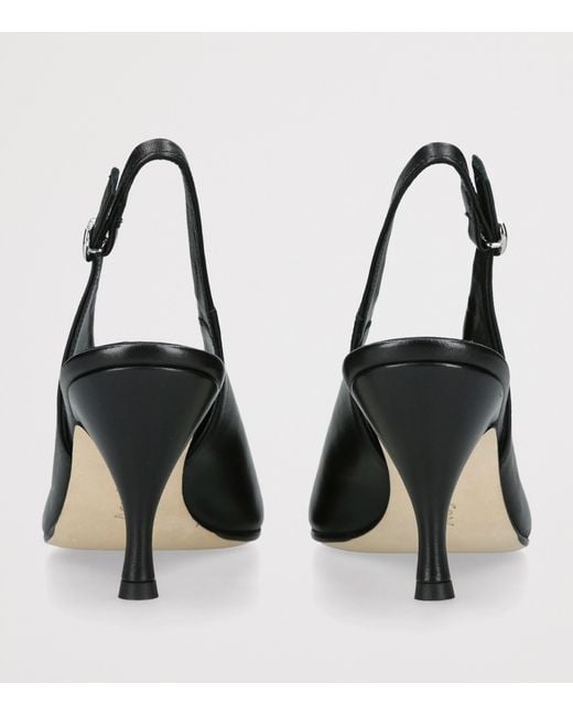 Aeyde Black Leather Carla Slingback Pumps 75