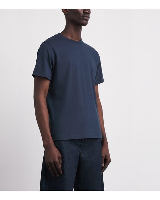 Sandro Blue Organic Cotton Logo T-Shirt for men