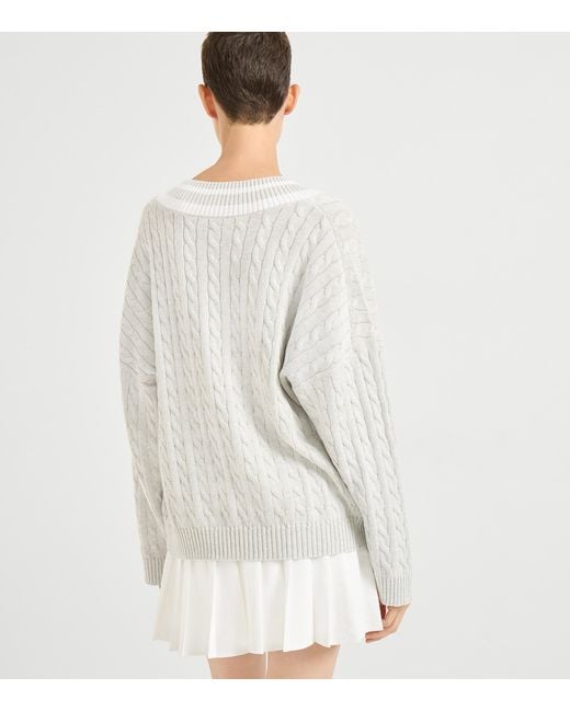 Brunello Cucinelli White Cotton Cable-Knit Sweater