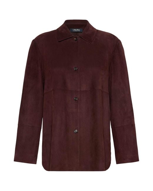 Max Mara Purple Suede Shirt Jacket
